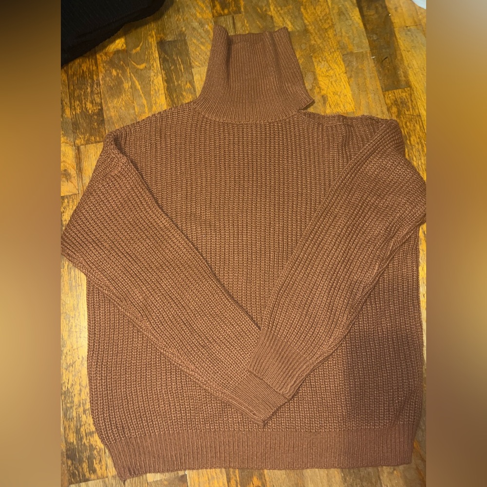 Burnt Orange Knit Turtleneck Sweater